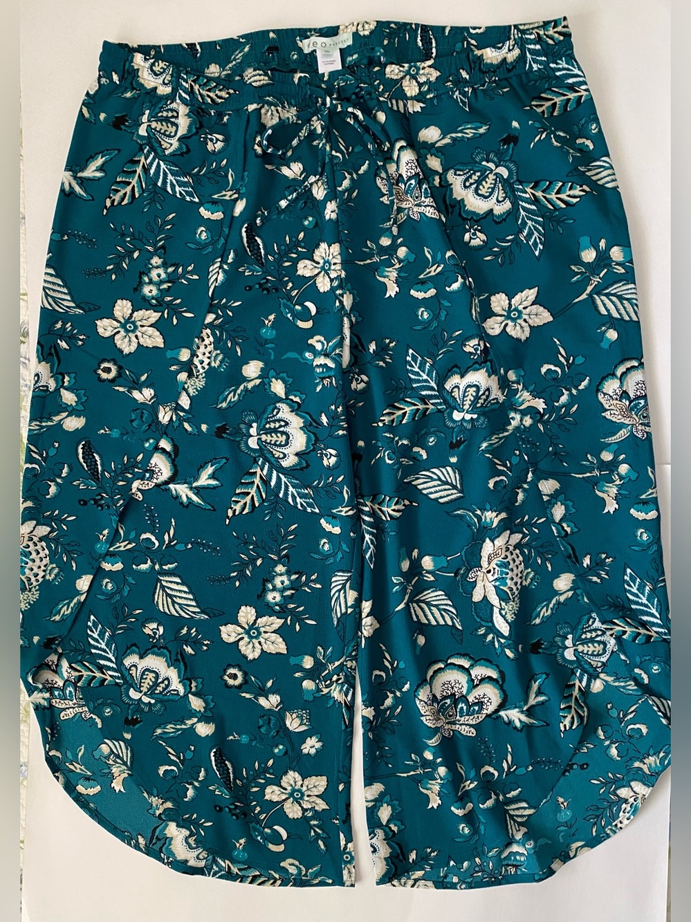 Cleo Petites Green Floral Print Wide Leg Tulip Pants Size XXL
